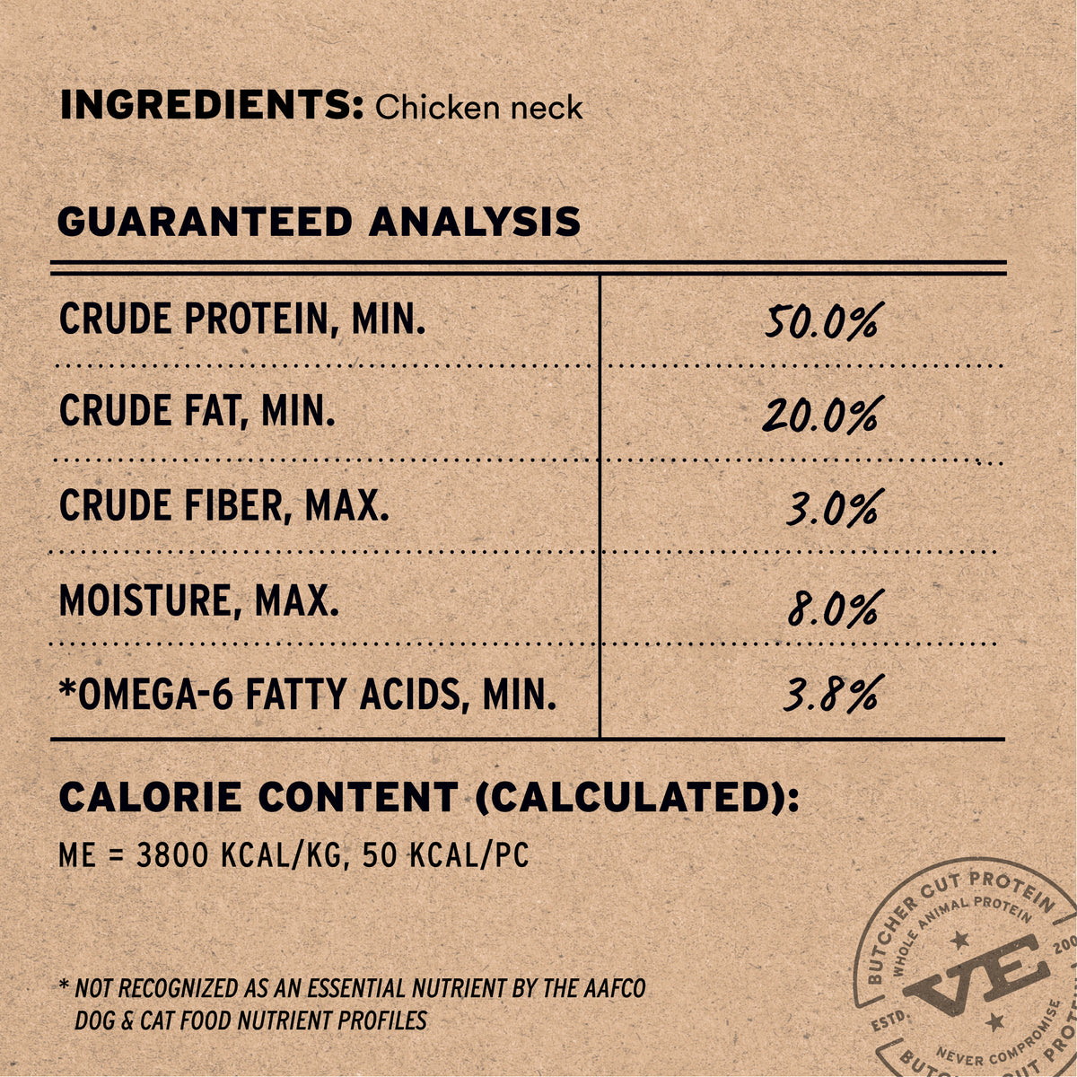 Vital Essentials freeze dried raw bar chicken necks, a single ingredient protein treat for dogs and cats