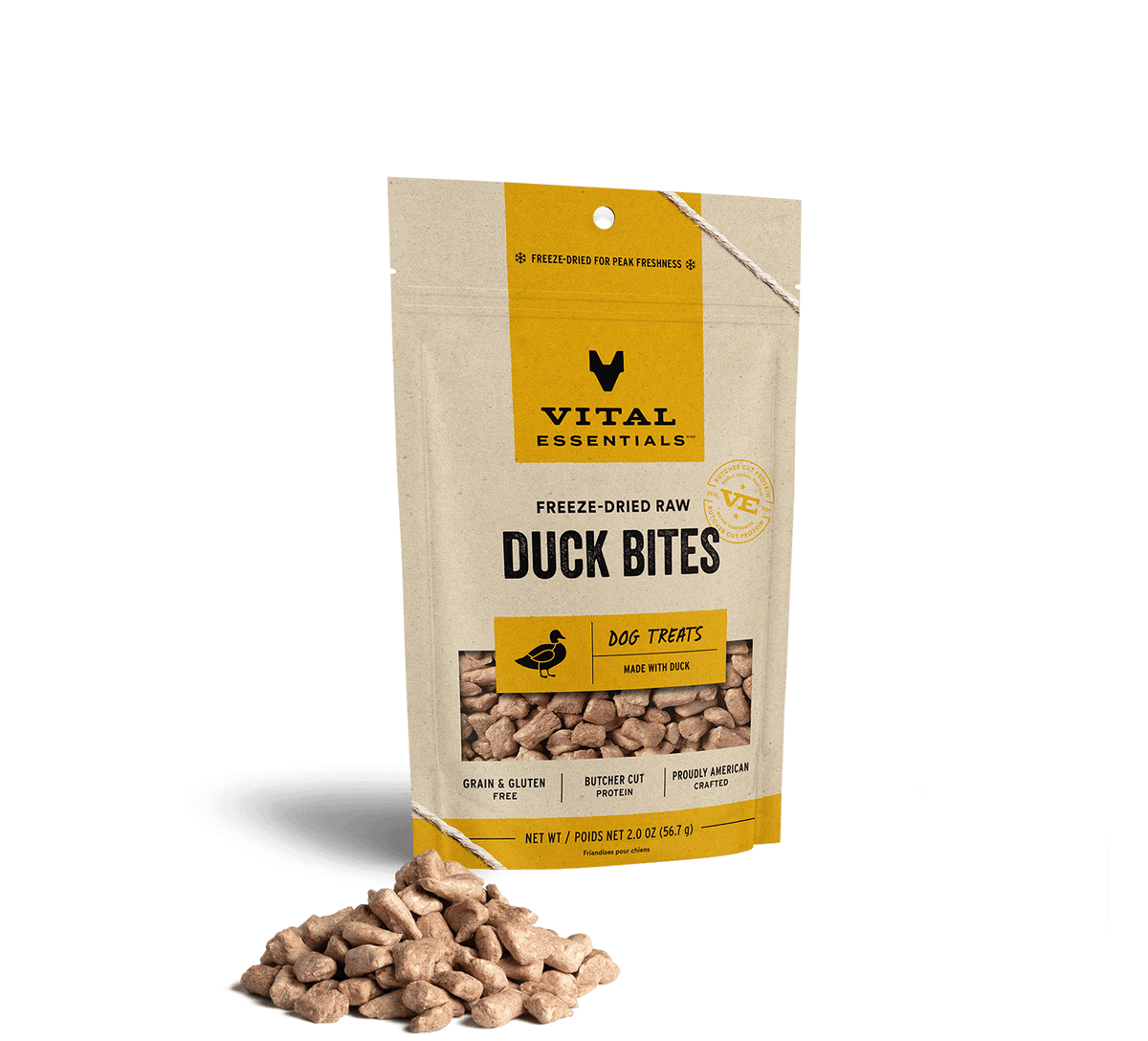 Vital Essentials Single Protein Freeze Dried Treats for Dogs, Duck Bites