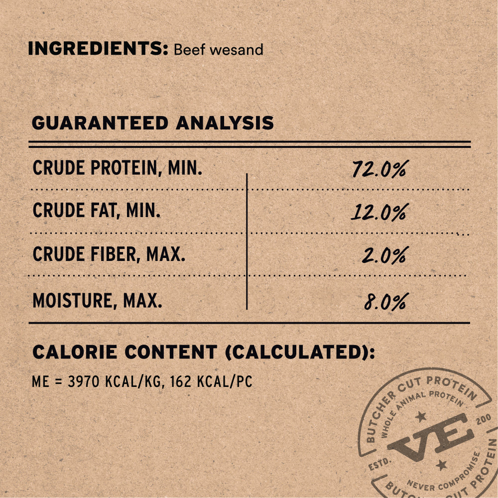 Vital Essentials freeze-dried raw bar moo stick dog snack for premium pet dental and muscle support.