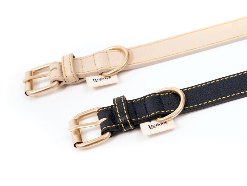 Dog Leather Collar: Sir Chuck Beige