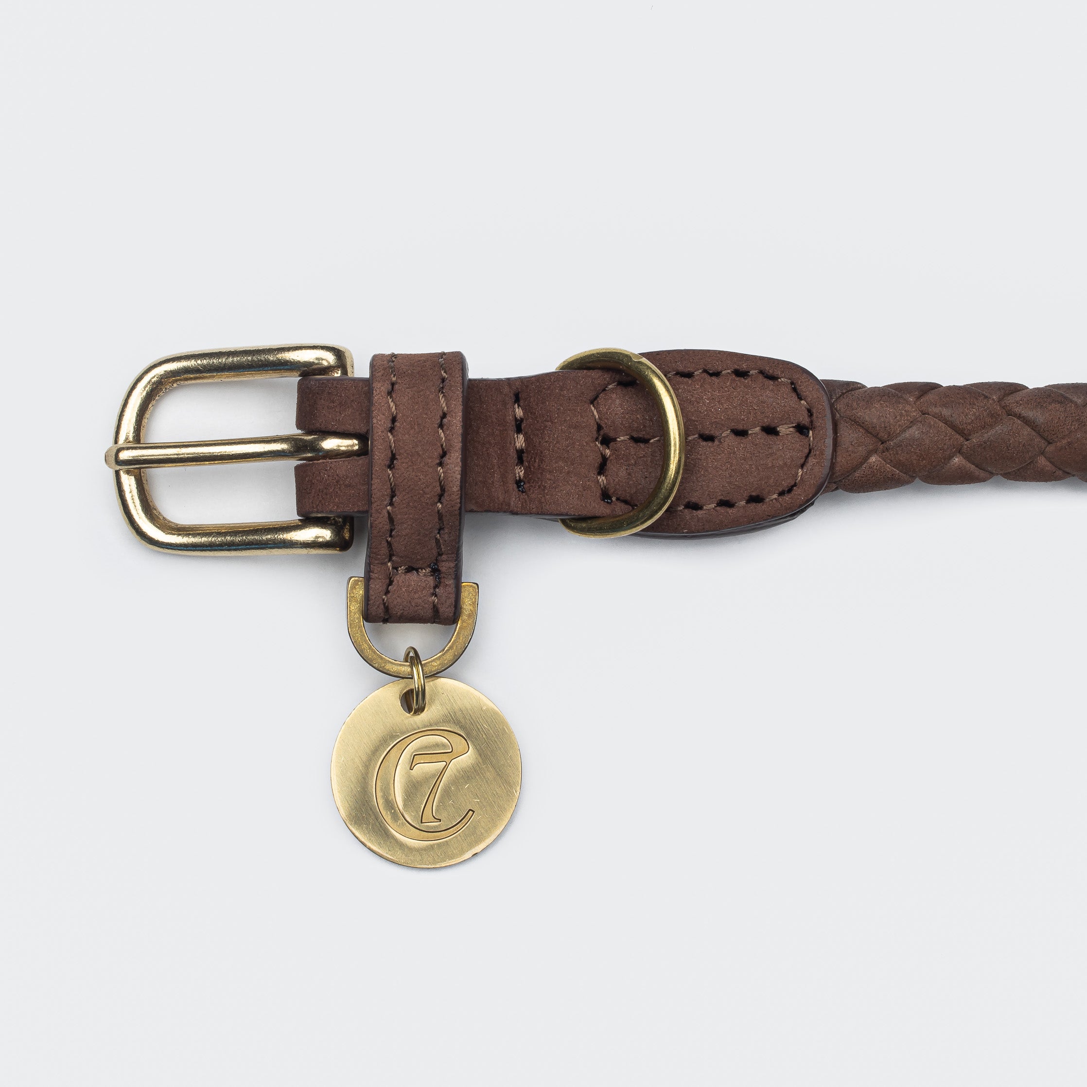 Cloud7 Dog Collar Braid Leather Ravello Hazel
