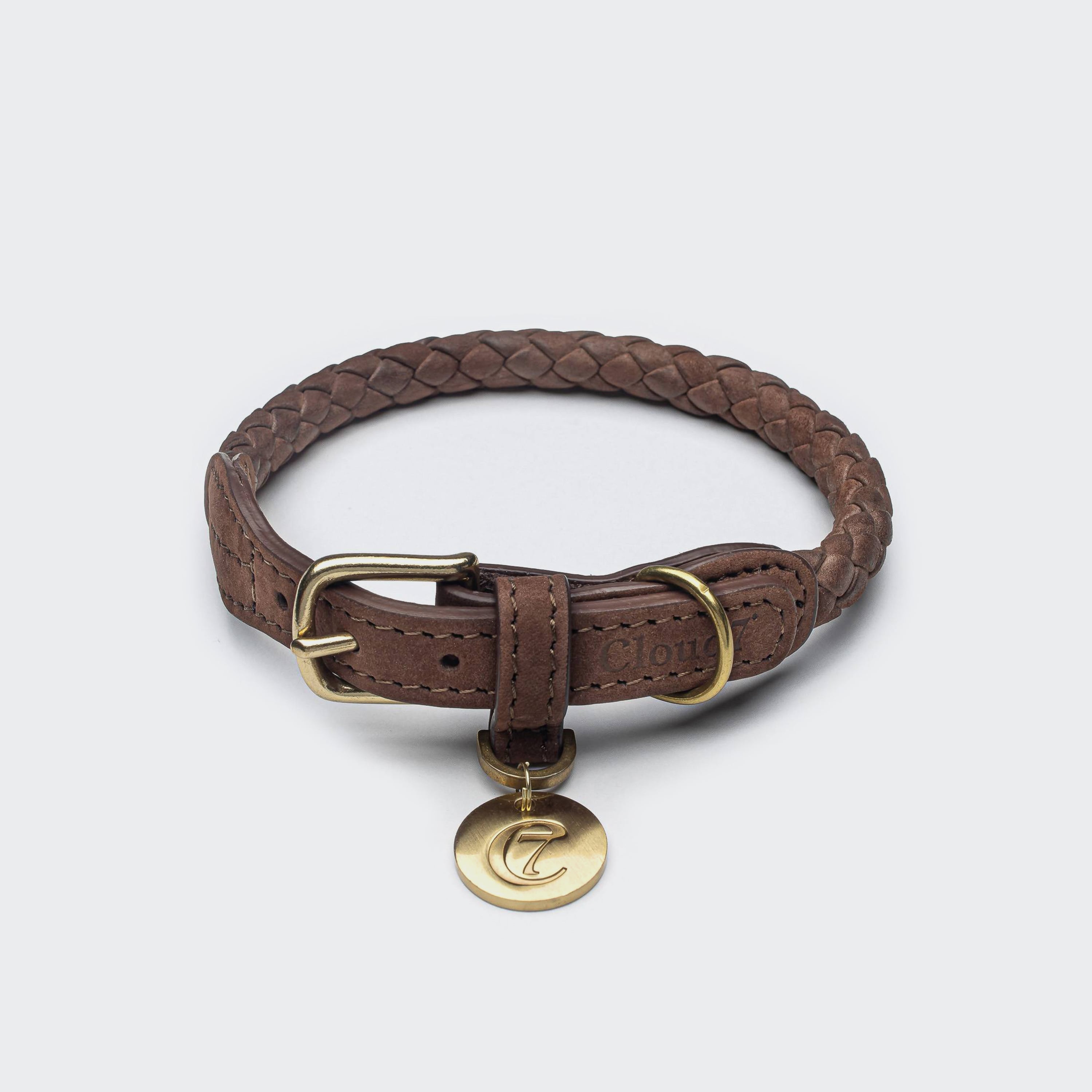 Cloud7 Dog Collar Braid Leather Ravello Hazel