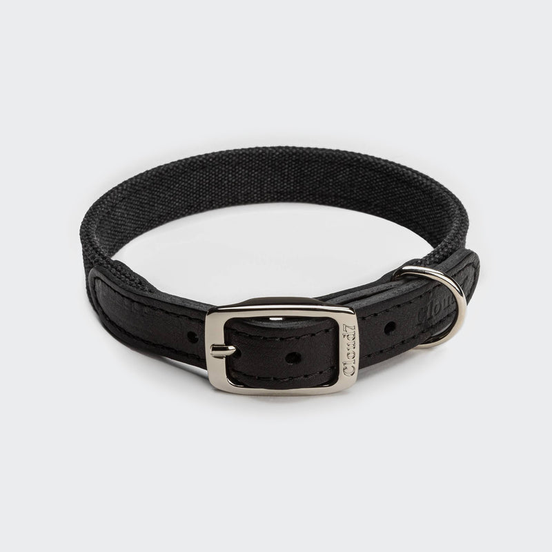 Cloud7: Tivoli Dog Collar in Canvas Leather, Black