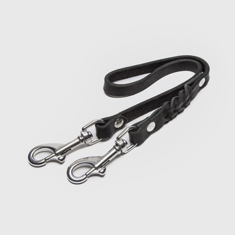 Cloud7: Riverside Park Black Leather Dog Leash Coupler