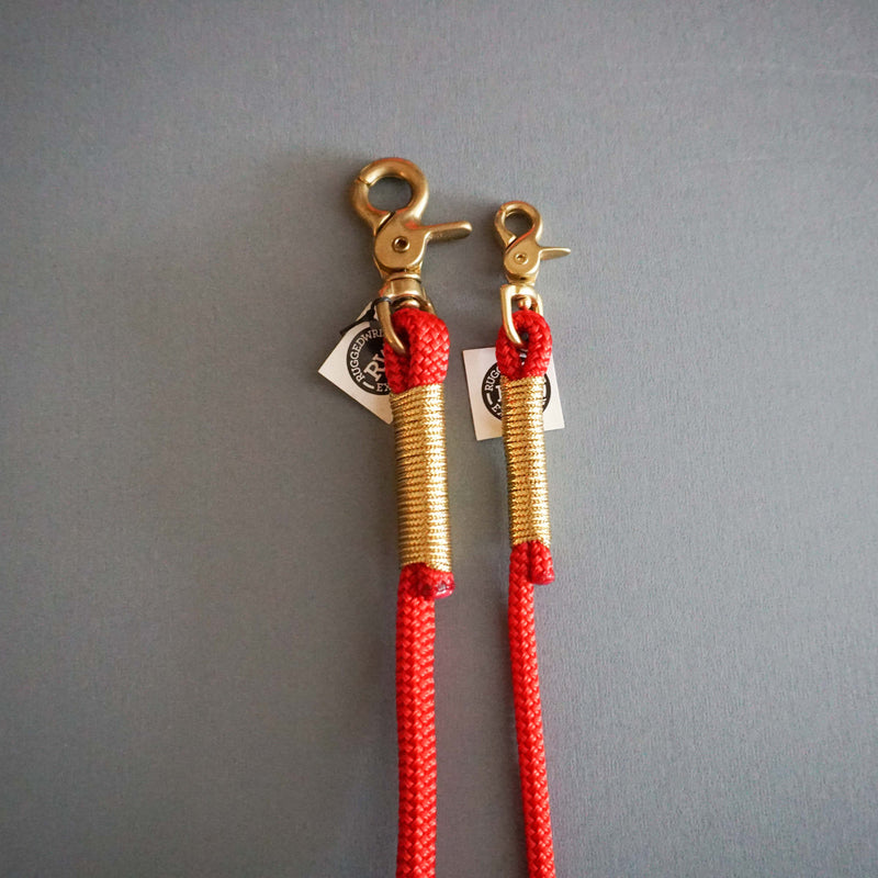 Rugged Wrist Hudson Dog Leash: Gold and Red Rope