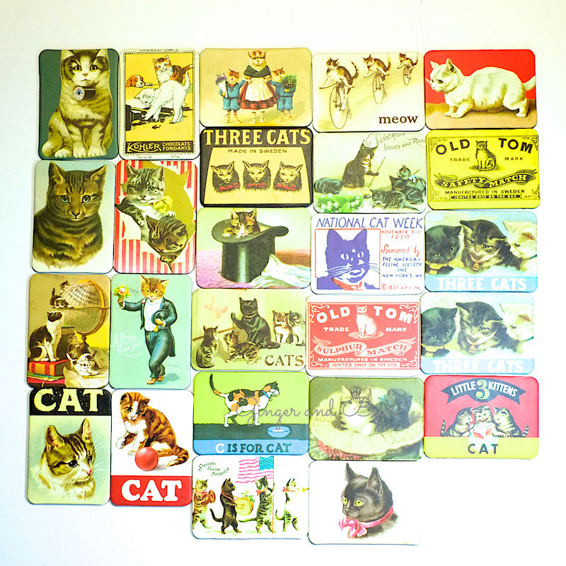 Stationery: Cavallini Vintage Cats Magnets – Ginger and Bear