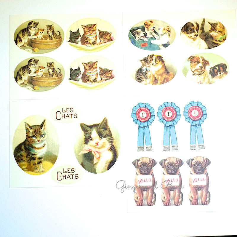 Stationery: Cavallini Vintage Dogs & Cats Stickers – Ginger and Bear