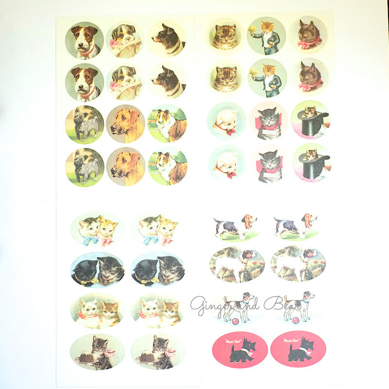 Stationery: Cavallini Vintage Dogs & Cats Stickers – Ginger and Bear