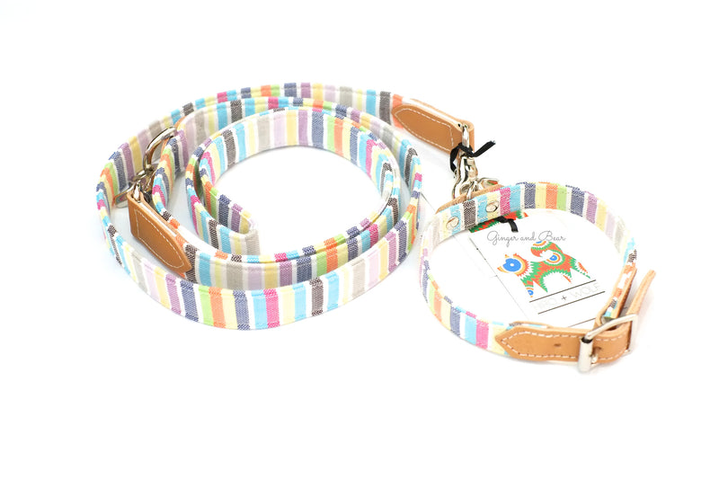 Hiro+Wolf Hands-free leash: Pastel Stripe Kikoi