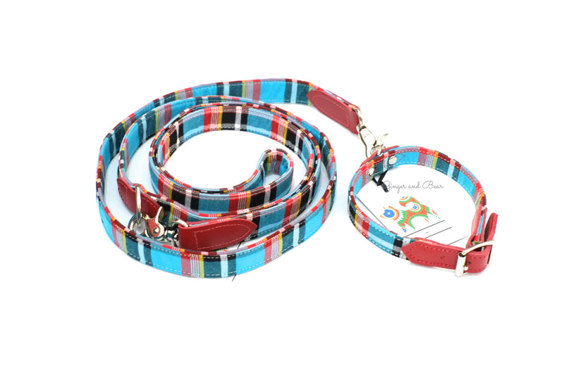 Hiro+Wolf Hands-free leash: Masai Blue Check