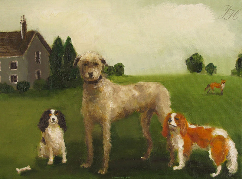 Art print, The Dogs Of Black Walnut Manor- Gertie, Douglas, and Little Bess