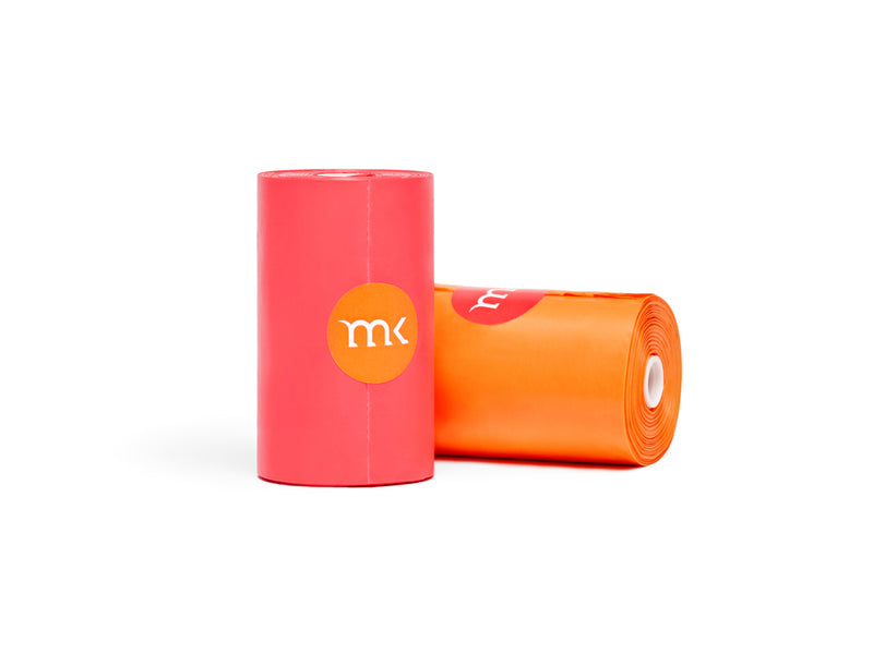 400-Count Modern Kanine® Dog Waste Bags, with 20 refill rolls and 2 Dispensers in Orange Coral