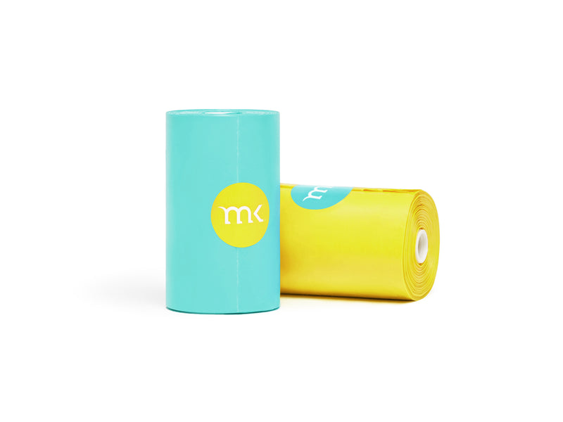 400-Count Modern Kanine® Dog Waste Bags, with 20 refill rolls and 2 Dispensers in Turquoise Yellow