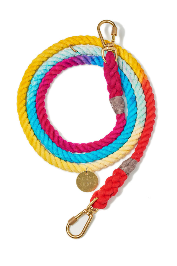 Found My Animal Adjustable Cotton Rope Dog leash Prismatic ombre