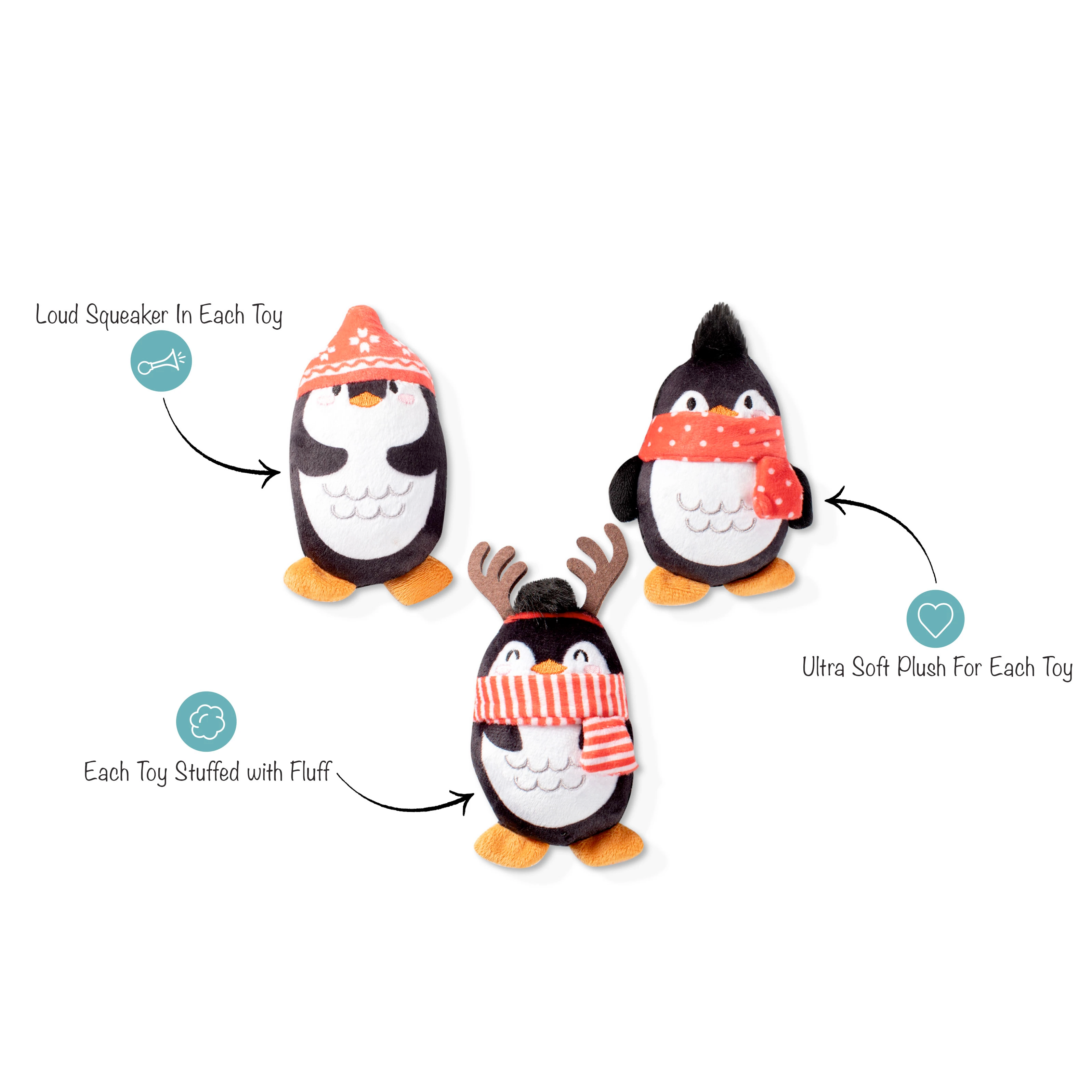 Mini Chillin' Penguins Dog Squeaky Plush toy