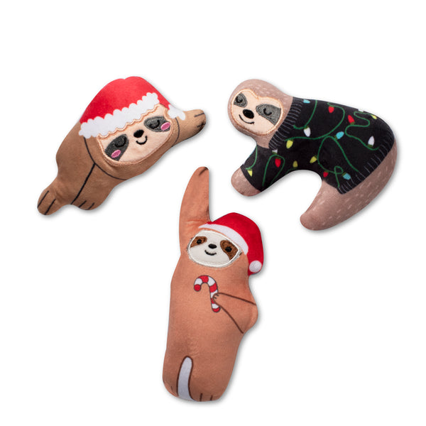 Mini Christmas Sloths, Dog Squeaky Plush toy
