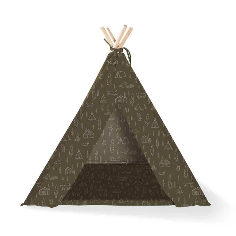 Canvas Tee Pee for Dogs and Cats: Happy Camper