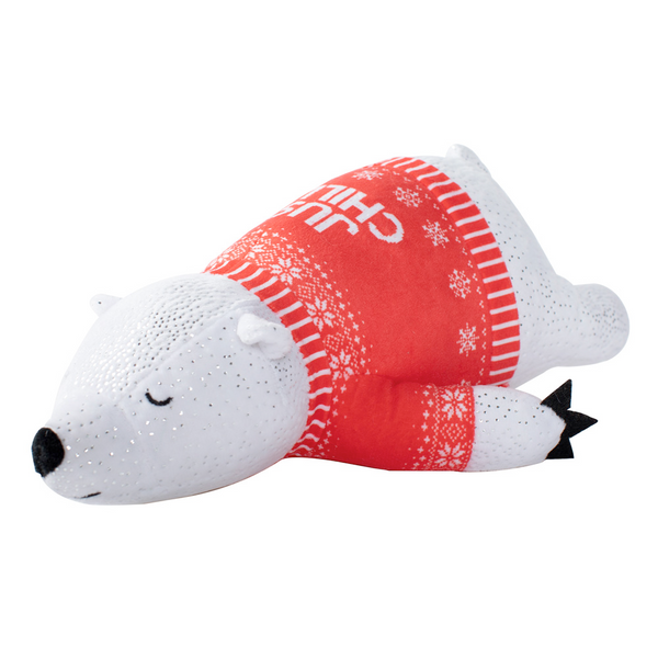 Holiday Chill Mode Polar Bear, Dog Squeaky Plush toy