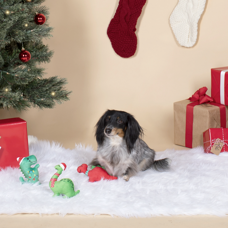 Mini Christmas Dinos, Dog Squeaky Plush toy