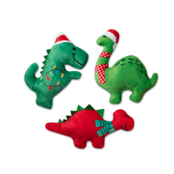 Mini Christmas Dinos, Dog Squeaky Plush toy