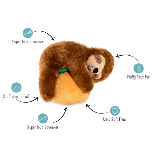 Pumpkin Sloth, Dog Squeaky Plush toy