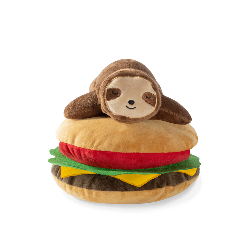 Sloth on Hamburger, Dog Squeaky Plush toy
