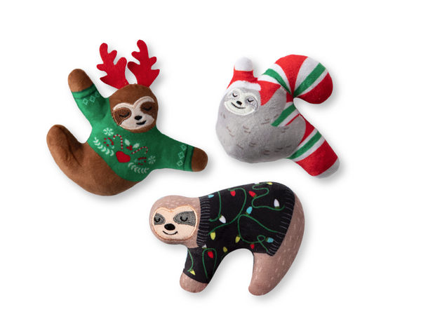 Mini Three Wise Sloths, Dog Squeaky Plush toy