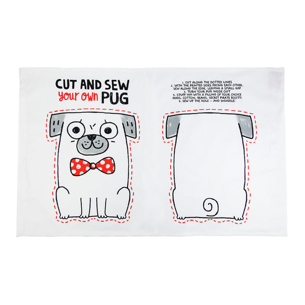 Homeware: Gemma Correll Cut and Sew Pug Tea Towel