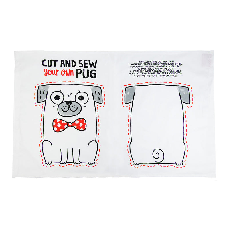 Homeware: Gemma Correll Cut and Sew Pug Tea Towel