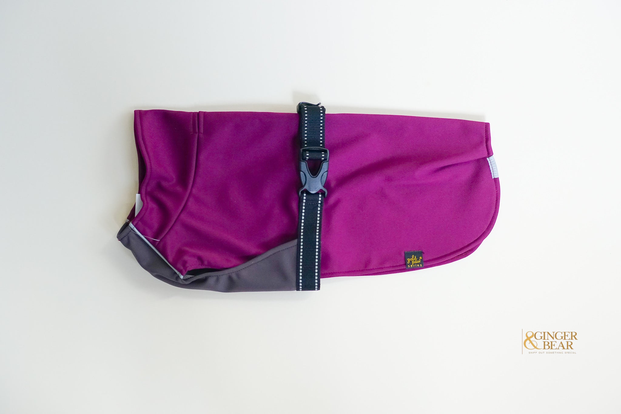 The Rain Paw, raincoat for Dogs, in Beetroot and Graphite