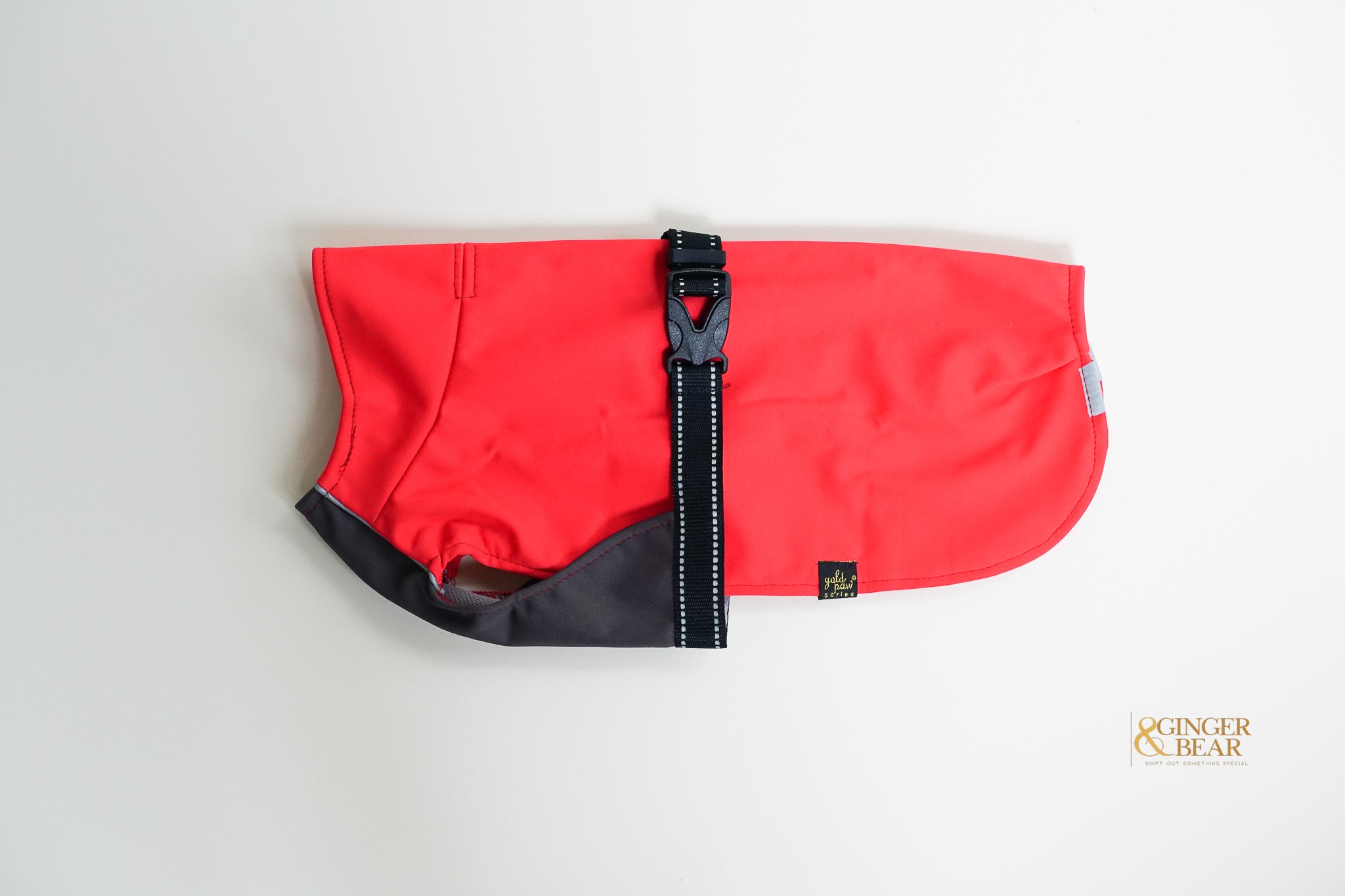 The Rain Paw, raincoat for Dogs, in Red and Graphite