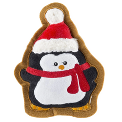Penguin Holiday Cookie, Squeaky Plush Dog Toy