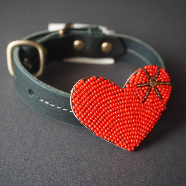 Hiro+Wolf Dog Collar Accessory: Beaded Heart