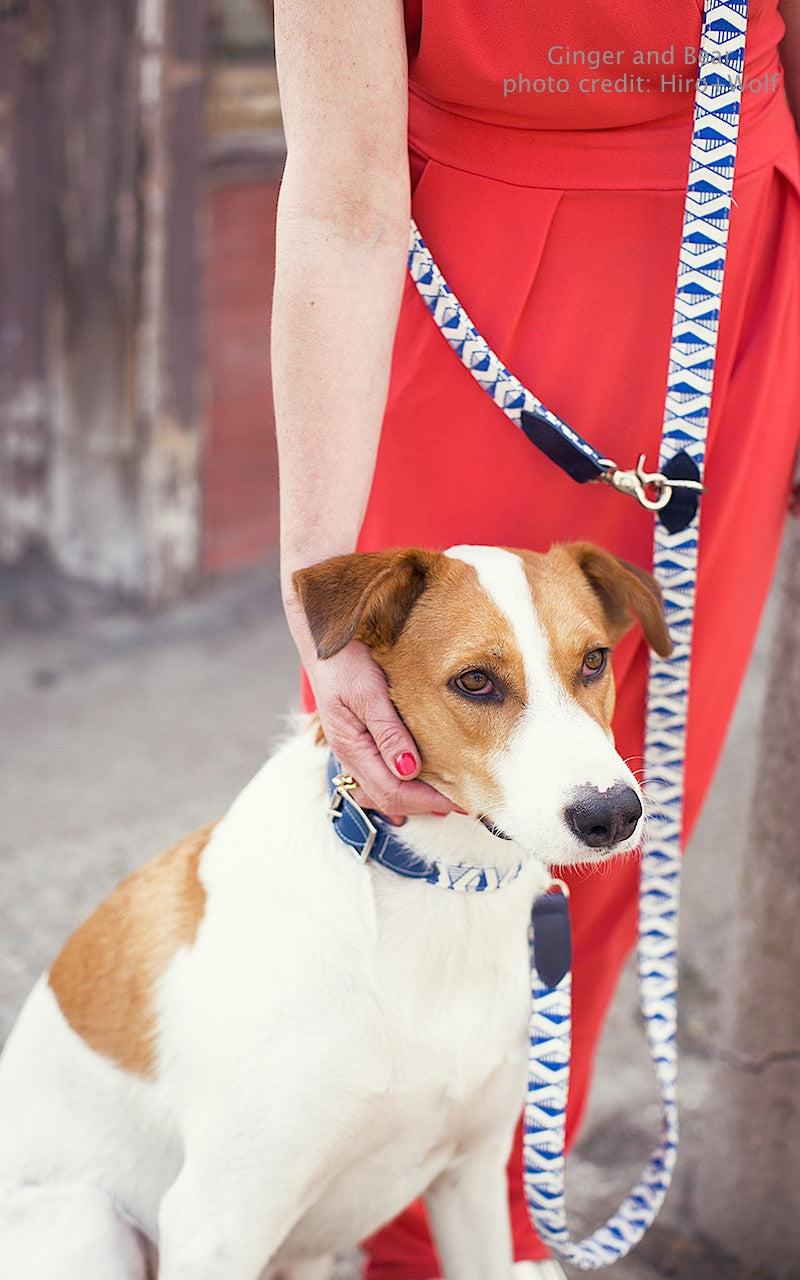 Hiro+Wolf Hands-free leash: Marine Stripe Kikoy