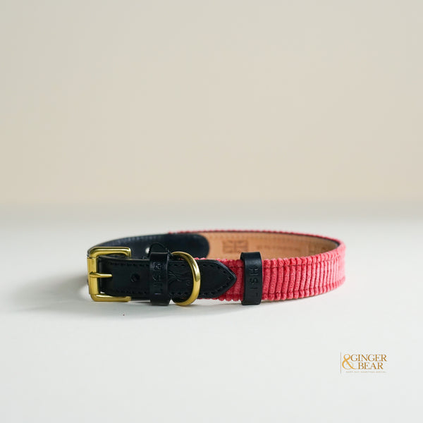LISH Arnold Rose Pink Wide Wale Corduroy Dog Collar