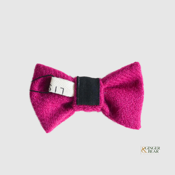 LISH Dog Bow Tie, Dora Magenta Pink Harris Tweed