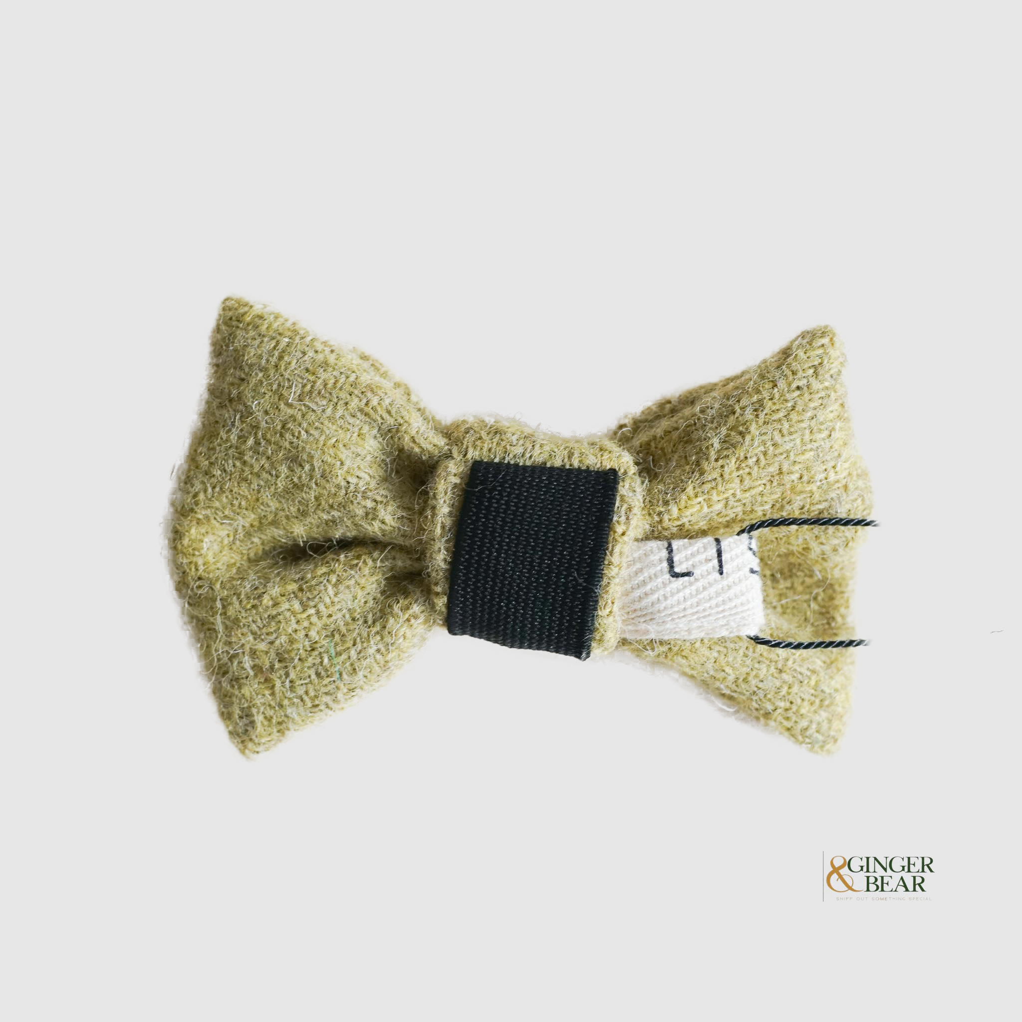 LISH Dog Bow Tie, Fern Green Harris Tweed