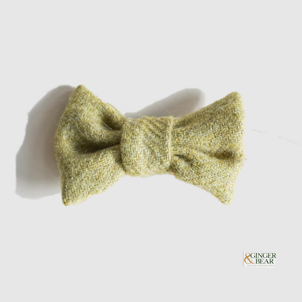 LISH Dog Bow Tie, Fern Green Harris Tweed