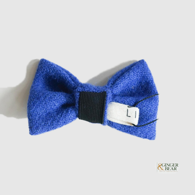 LISH Dog Bow Tie, Herbert Cobalt Blue Harris Tweed