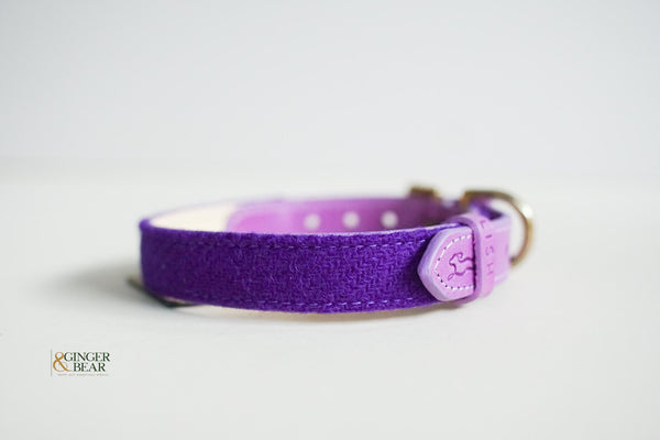 LISH Ada Violet Purple Harris Tweed Dog Collar