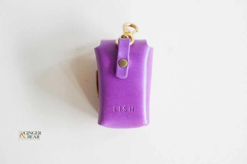 LISH Dog Poop Bag Leather Dispenser: Coopers Violet Purple