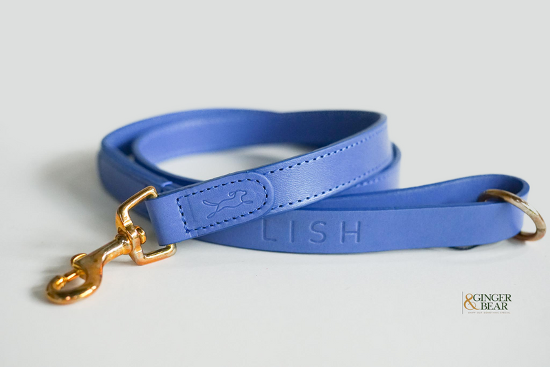 LISH Coopers Cobalt Blue Italian Leather Dog Lead