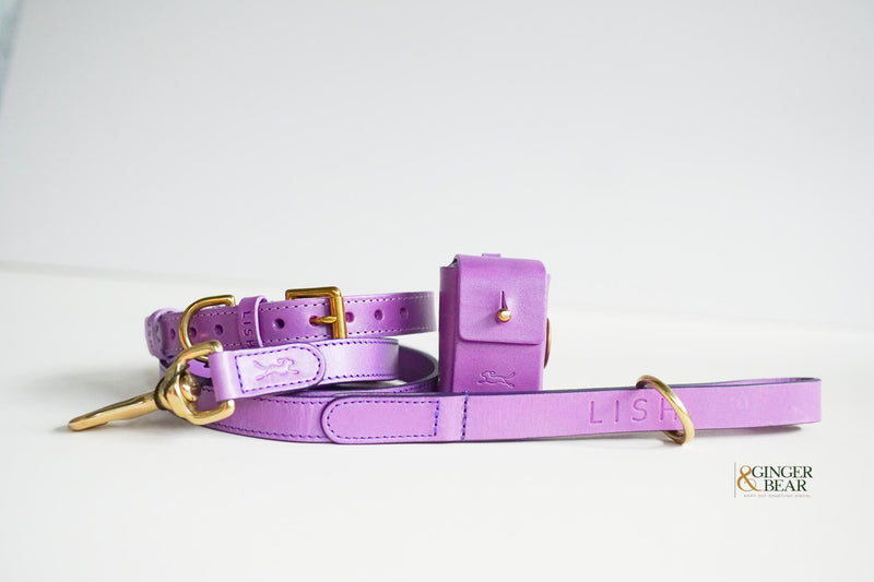 LISH Coopers Violet Purple Italian Leather Dog Lead