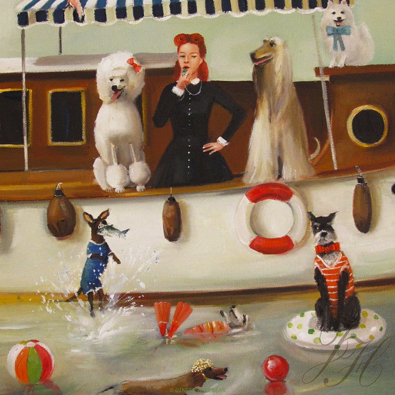 Art print, Miss Moon Was A Dog Governess. Lesson Nineteen: Be A Good Sport. Life Is More Fun When You Get Your Hair Wet.