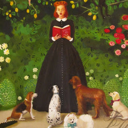 Art print, Miss Moon Was A Dog Governess. Lesson One: Be Kind To The Wildlife And They May Return The Favour One Day.