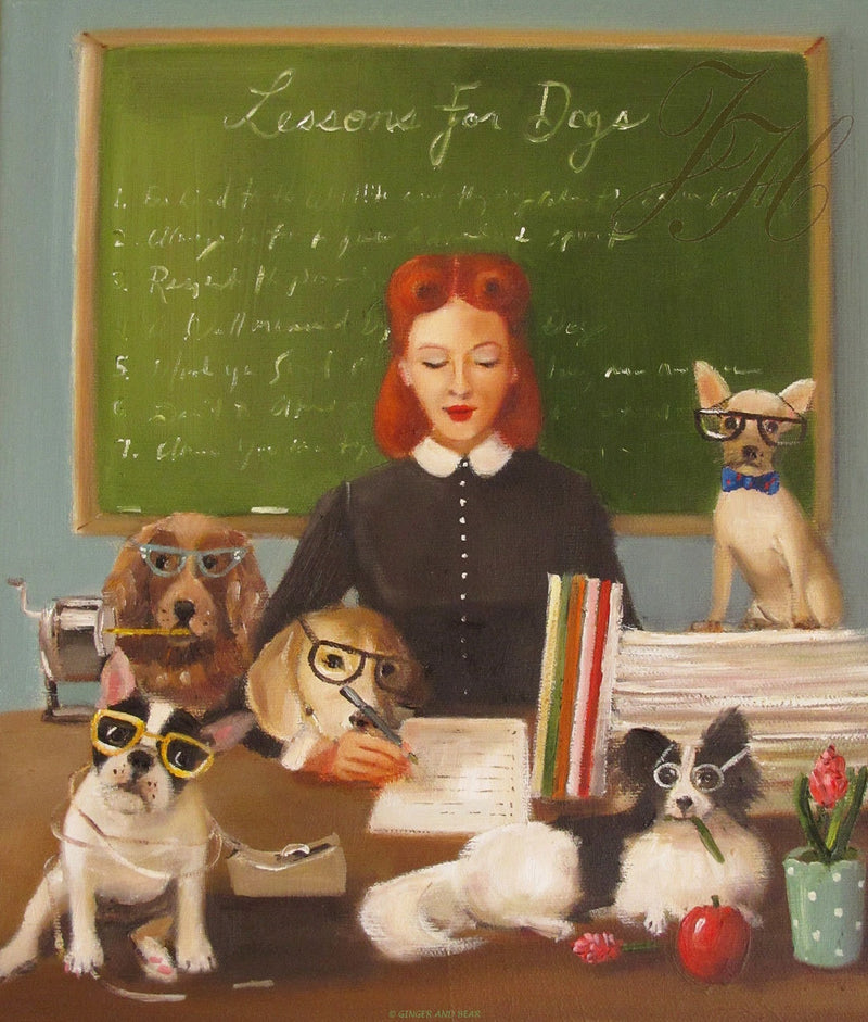 Art print, Miss Moon Was A Dog Governess. Lesson Seven: Whenever You Can, Try To Lend A Helping Hand.