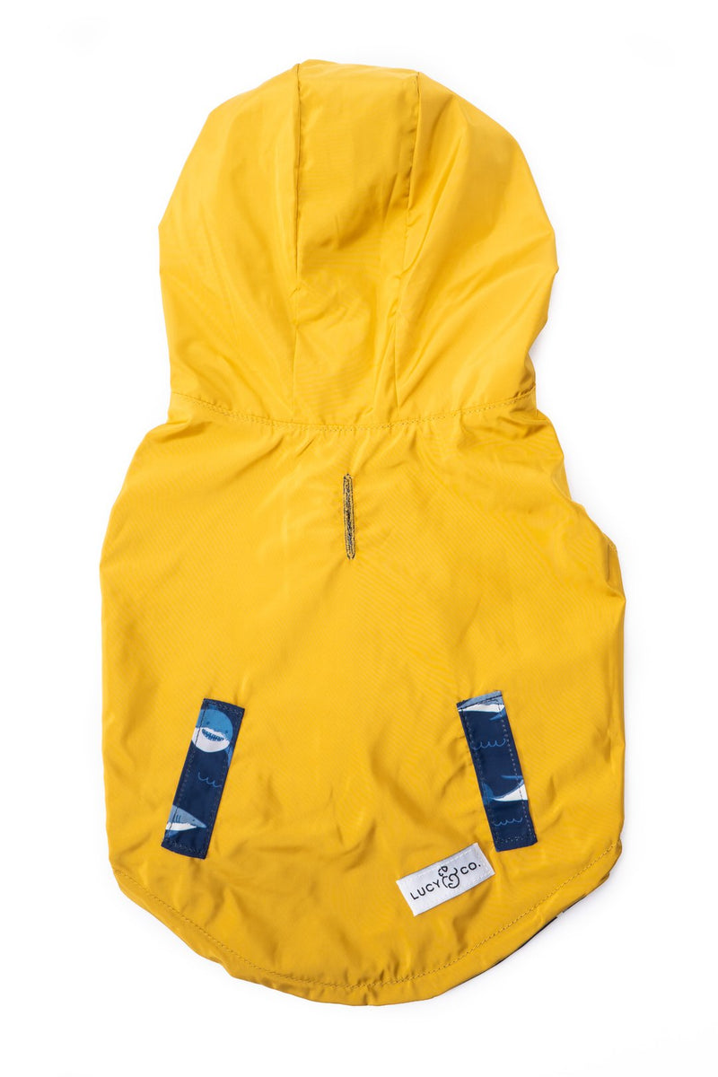 Lucy&Co Reversible Raincoat for Dogs, Shark Attack
