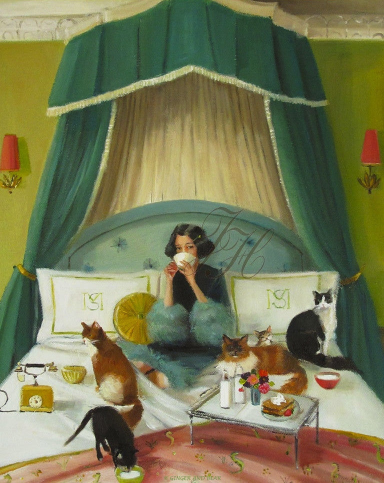 Art print, Mademoiselle Mink Breakfasts In Bed