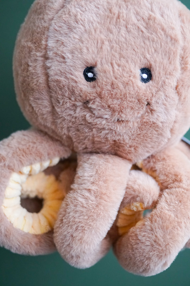 Octavino the Brown Octopus Squeaky Plush Dog Toy