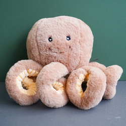 Octavino the Brown Octopus Squeaky Plush Dog Toy